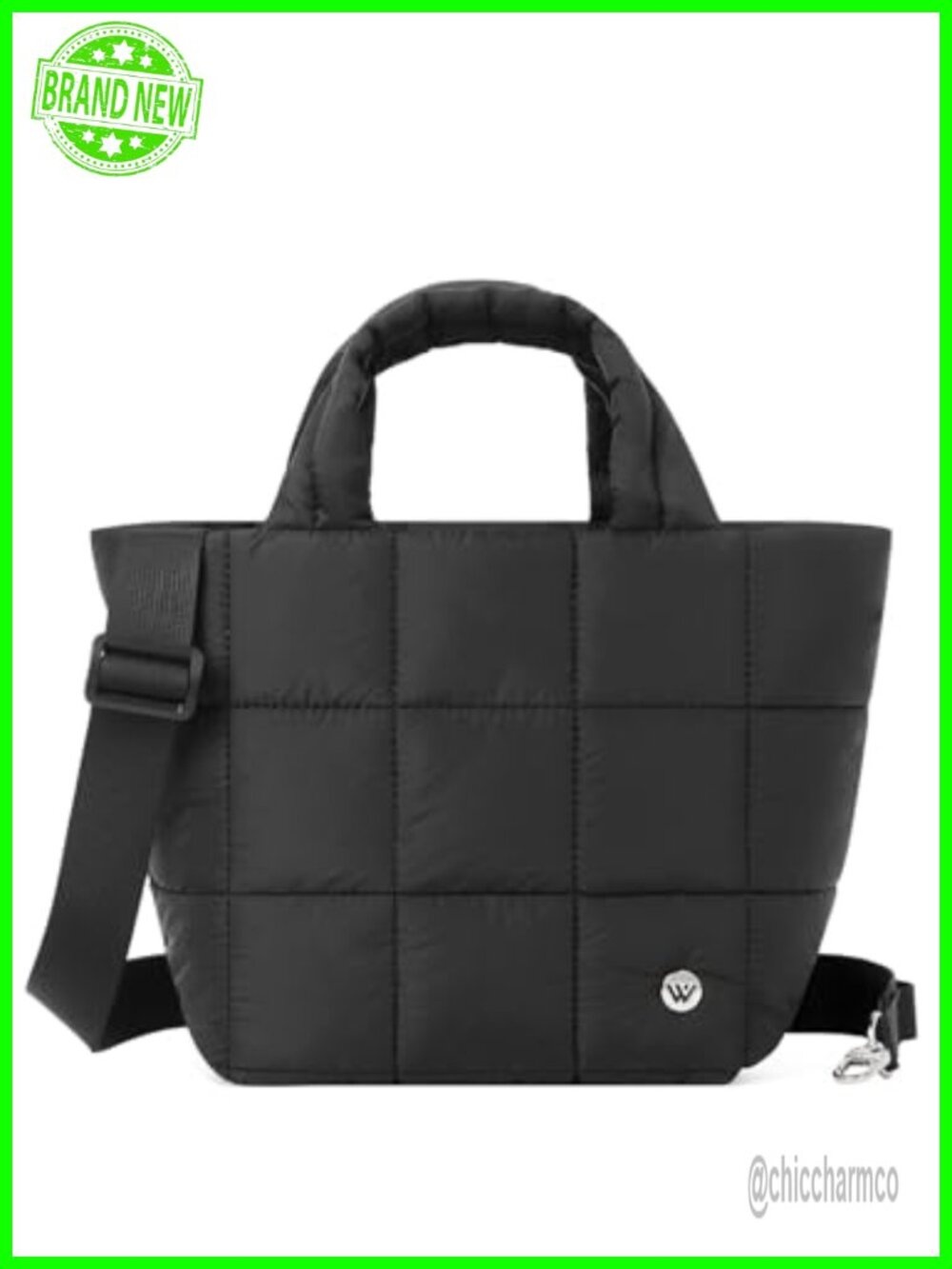 Quilted Nylon Puffer Crossbody Bag Lightweight Mini Tote
